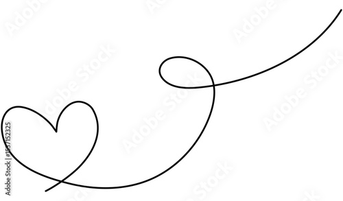 Heart shape continuous line drawing. Love symbol. Vector illustration isolated on white.	