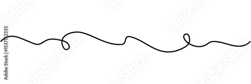 Wave continuous line drawing. Single line with curves. Vector illustration isolated on white.