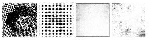 Vector Halftone portrait decomposition into dots and shapes.