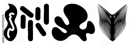 Vector Abstract black vector shapes and linear elements.