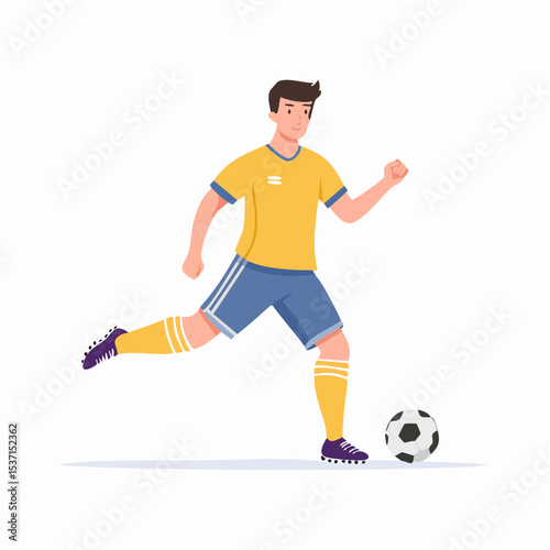 Action Kick: A dynamic scene of a soccer player poised to kick the ball with skill and determination.