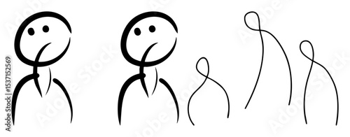 Vector Minimalist stick figures depict joyful interaction and playful movement.