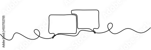 Continuous line drawn speech bubbles. Chat symbol. Communication concept. Vector illustration isolated on white.