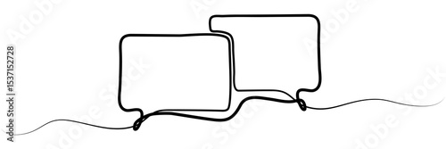 Continuous line drawn speech bubbles. Chat symbol. Communication concept. Vector illustration isolated on white.