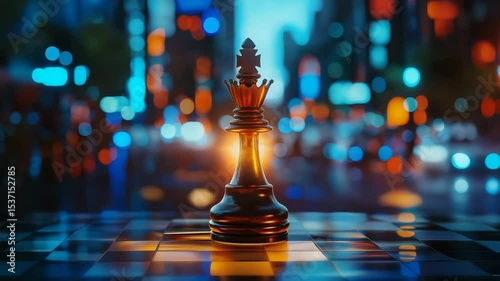 City chess set glows at night time
