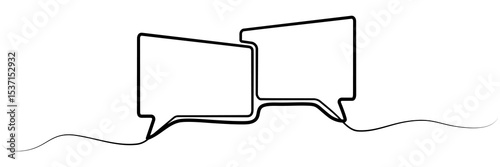 Continuous line drawn speech bubbles. Chat symbol. Communication concept. Vector illustration isolated on white.