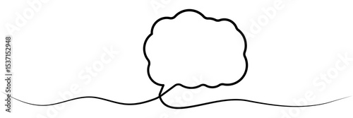 Continuous line drawing speech bubble. Chat symbol. Communication concept. Vector illustration isolated on white.