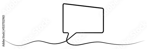Continuous line drawing speech bubble. Chat symbol. Communication concept. Vector illustration isolated on white.