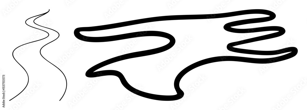 Fototapeta premium Vector Abstract black features a flowing winding shape and a curved strand.