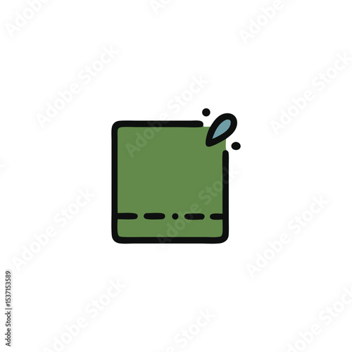 Green Hand Drawn Towel Icon with Water Drop Illustration isolated on transparent background
