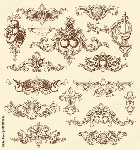 Hand drawn vector retro ornaments