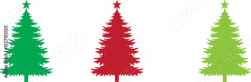 Christmas tree vector silhouette, Christmas icon illustration on white background Christmas Trees Pictogram Set 

