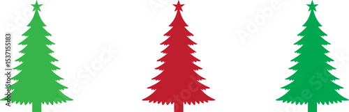 Christmas tree vector silhouette, Christmas icon illustration on white background Christmas Trees Pictogram Set 
