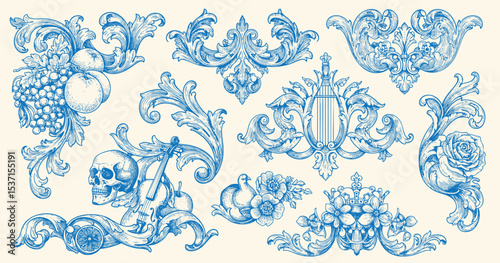Hand drawn vector retro ornaments