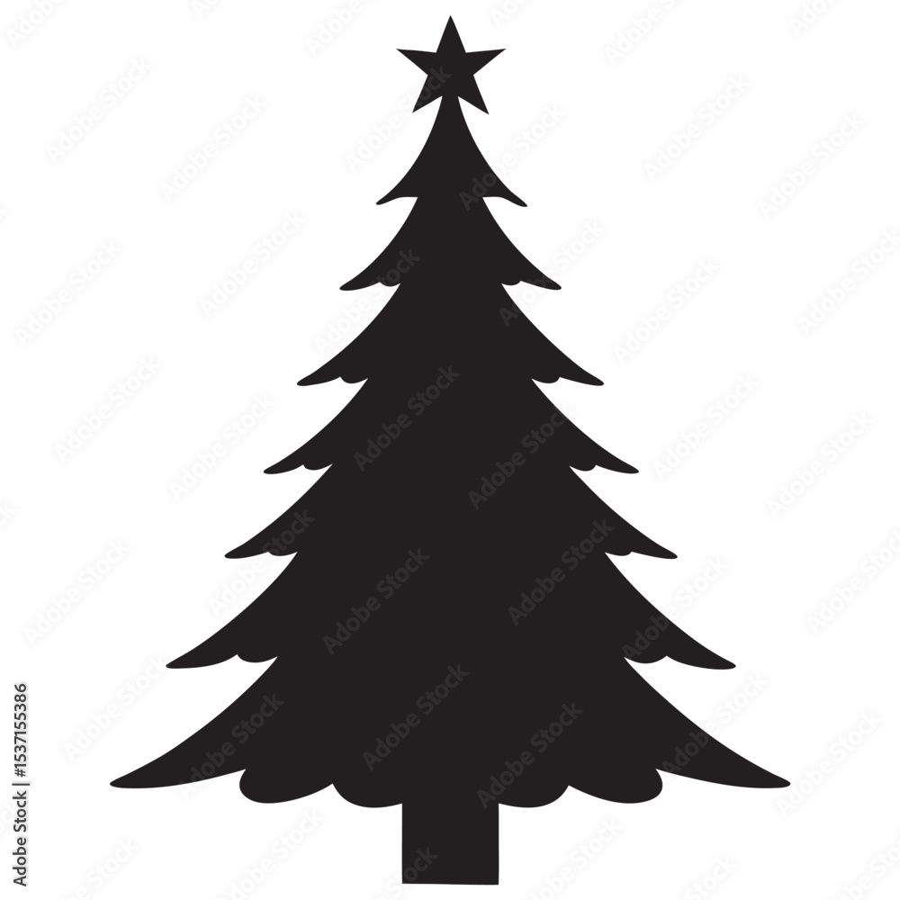 Obraz premium Christmas tree vector silhouette, Christmas icon illustration on white background Christmas Trees Pictogram Set 