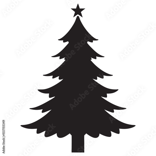 Christmas tree vector silhouette, Christmas icon illustration on white background Christmas Trees Pictogram Set 
