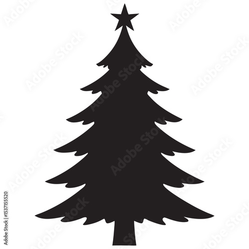 Christmas tree vector silhouette, Christmas icon illustration on white background Christmas Trees Pictogram Set 
