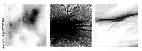 Vector Detailed eye nose and mouth vector illustrations with halftone texture.