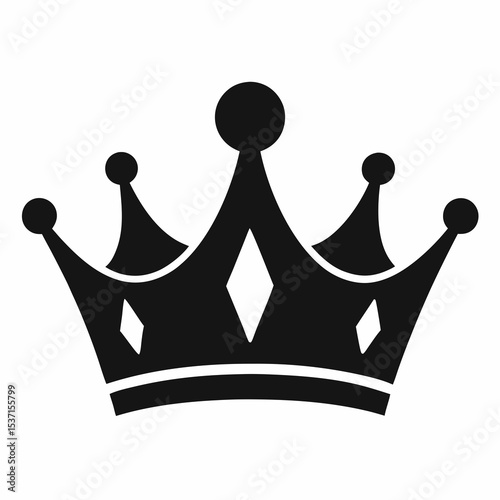 Elegant Black Crown Icon with Diamond Accents Symbolizing Royalty Leadership and Achievement Perfect for Logos Designs and Creative Projects Requiring a Touch of Regal Flair