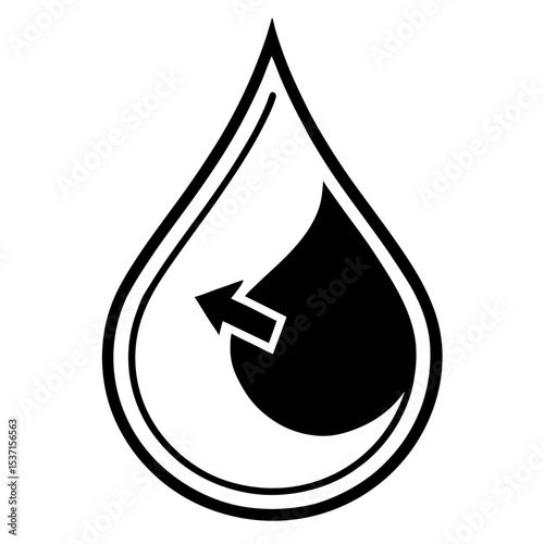 Abstract water drop with arrow silhouette icon design