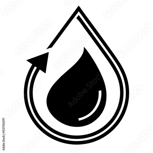 Water drop recycling circular arrow silhouette icon