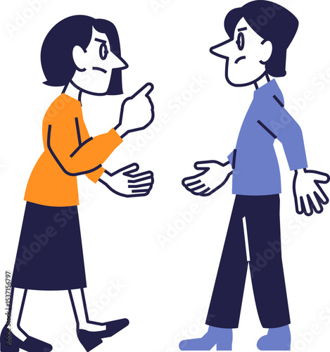 Argument Between Woman and Man in Flat Style