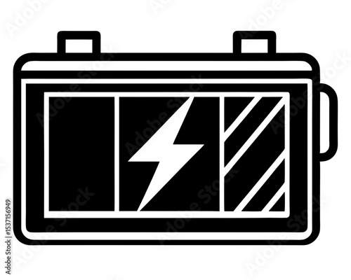 Battery level indicator icon silhouette bold outline style