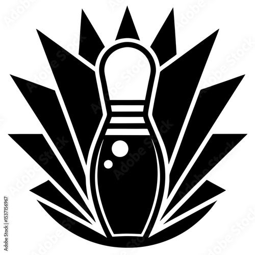 Abstract bowling pin explosion silhouette graphic design