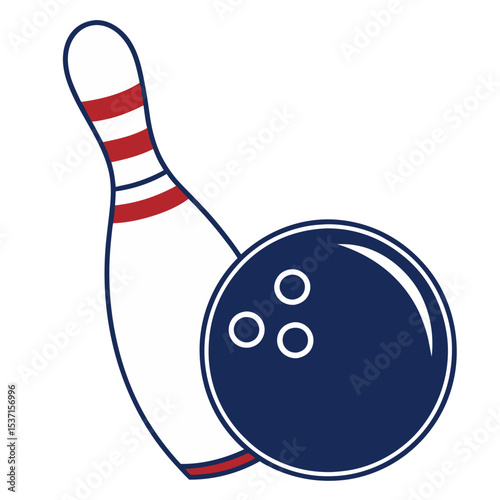 Bowling pin and ball silhouette sport icon design