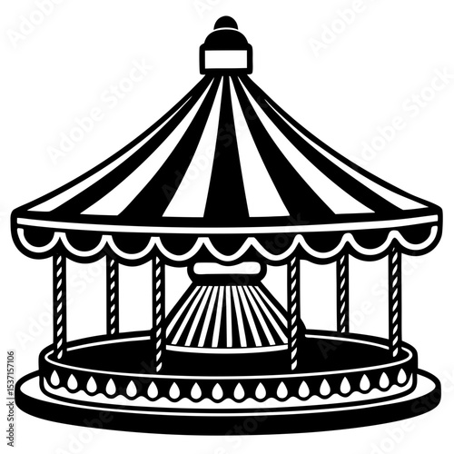 Classic carousel silhouette illustration vintage fairground ride silhouette