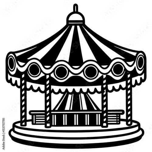 Classic carousel ride silhouette illustration design