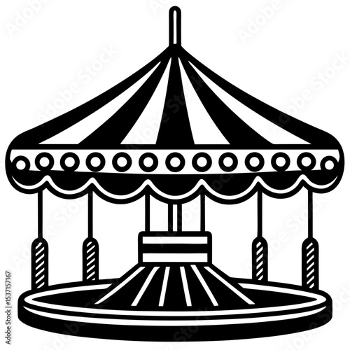 Classic carousel ride silhouette illustration design
