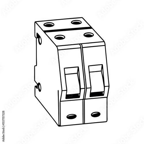 Double pole circuit breaker silhouette illustration