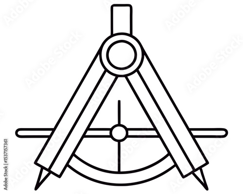 Geometric drawing instrument silhouette vector illustration