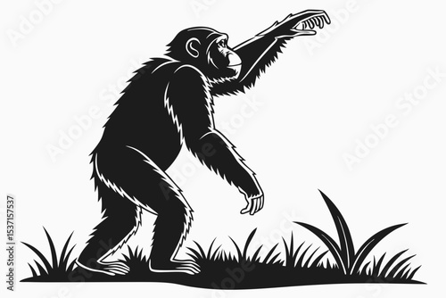 chimpanzee sihouette black vector