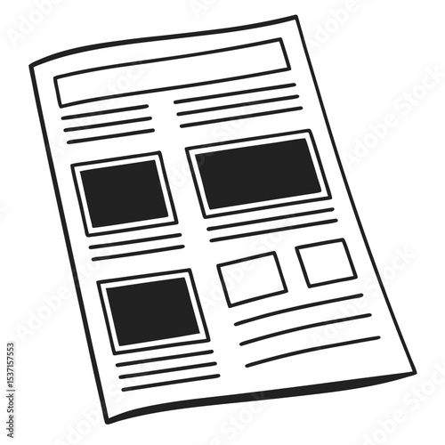 Newspaper silhouette illustration simple design black and white