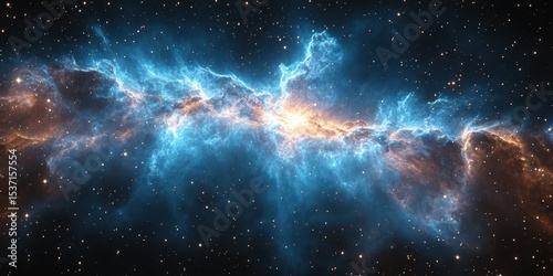 Cosmic nebula showcases vibrant colors and stellar formations in deep space at night