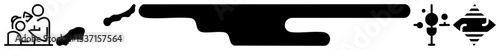 Vector Black firearm silhouette with stylized smoke and flame elements.