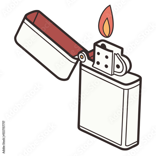 Open lighter with flame silhouette vector illustration