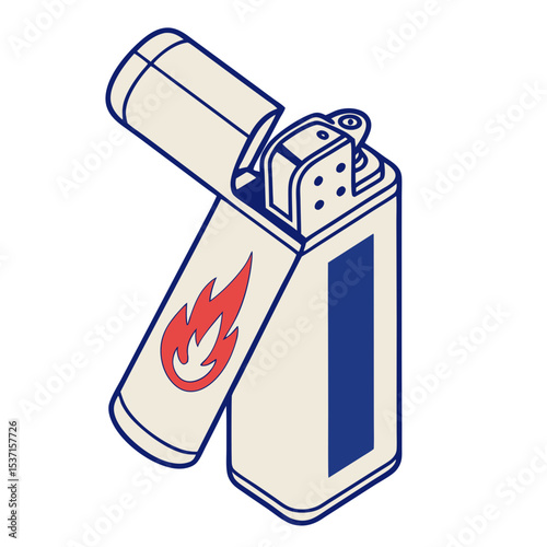 Open lighter with flame icon silhouette illustration