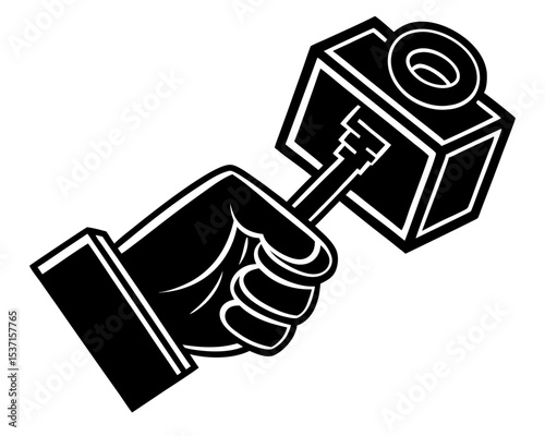 Hand holding a hammer silhouette strong graphic design element