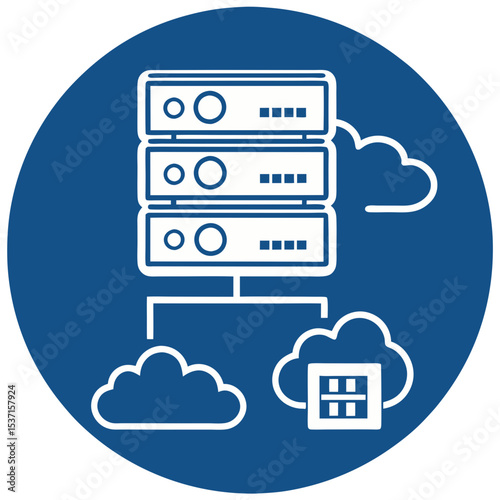 Data center server cloud computing silhouette icon