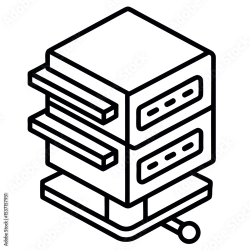 Isometric server rack silhouette illustration data center technology