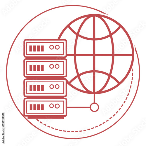 Global network server silhouette icon illustration