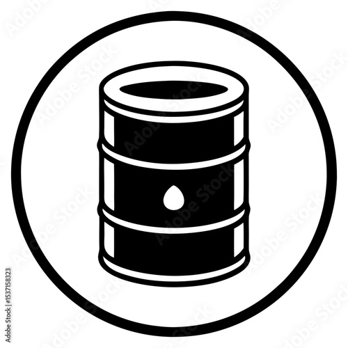 Oil barrel silhouette icon in a circle graphic design element