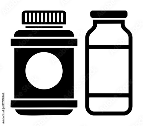 Vector Pharmaceutical Containers : Pill Bottle and Medicine Jar
