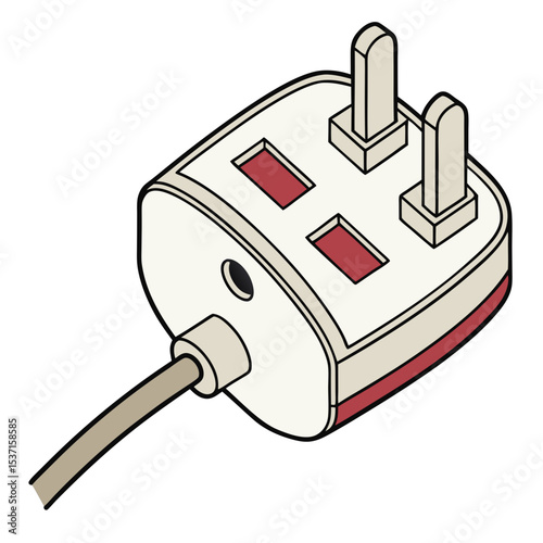 Three pin uk plug electrical power cord silhouette