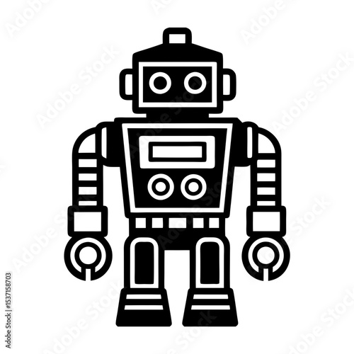 Retro robot silhouette illustration simple design graphic