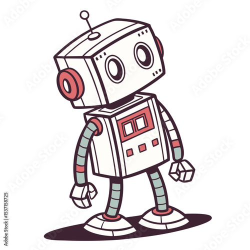 Retro robot character silhouette illustration design