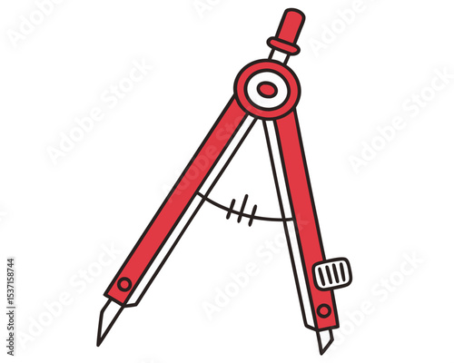 Red compass drawing tool silhouette illustration